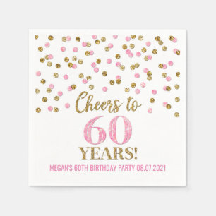 Gold Pink Confetti Feiert 60 Jahre Geburtstag Serviette