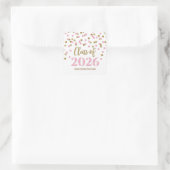 Gold Pink Confetti Graduation 2026 Square Sticker (Tasche)