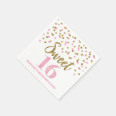 Gold Pink Confetti Sweet 16 Geburtstag Serviette (Ecke)