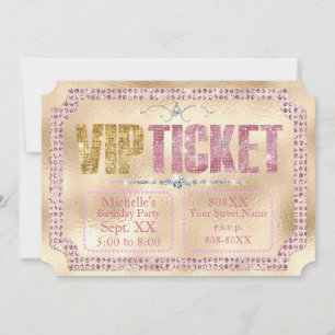 Gold & Pink Diamonds Glamour Ticket Einladung