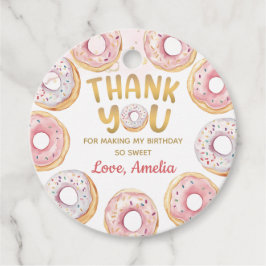 Gold Pink Donut Geburtstags-Liebesmarken Geschenkanhänger