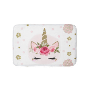 Gold & Pink Einhorn-Blume blüht trendy süß Badematte