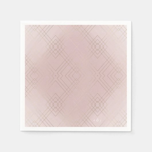 Gold Pink Elegance Diamond Geo Deko Wedding Serviette (Vorderseite)