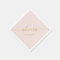Gold & Pink Elegant Stilvolle Briefe Cheers Napki