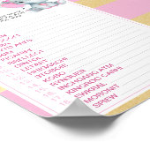Gold Pink Elephant Baby Word Scramble Spiel Poster (Ecke)