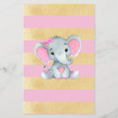Gold Pink Elephant Guess The Candy Baby ShowerGame Flyer (Hinten)