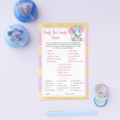 Gold Pink Elephant Guess The Candy Baby ShowerGame Flyer (Einzeln)