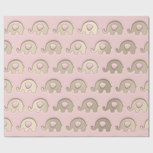Gold Pink Elephants Baby Dusche Prinzessin Boy Gir Geschenkpapier (Flach)