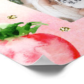 Gold Pink Erdbeere Erstes Jahr FotoCollage Poster (Ecke)