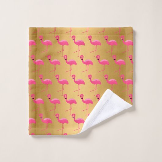GOLD PINK FLAMINGO BRIGHT BADEZIMMER TOWEL SET (Waschlappen)