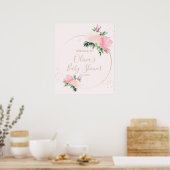 Gold Pink Floral Baby Dusche Willkommen Poster (Küche)