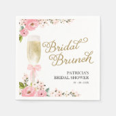 Gold Pink Floral Bridal Brunch Brautparty Serviette (Vorderseite)