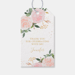 Gold Pink Floral Geburtstag Geschenkanhänger