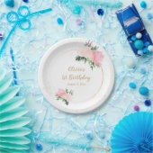 Gold Pink Floral Geburtstag Pappteller (Party)