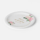 Gold Pink Floral Geburtstag Pappteller (Schrägansicht)