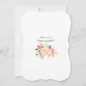 Gold Pink Floral Invitación de Baby Dusche Einladung (Rückseite)