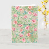 Gold Pink Floral Karte (Gelbe Blume)