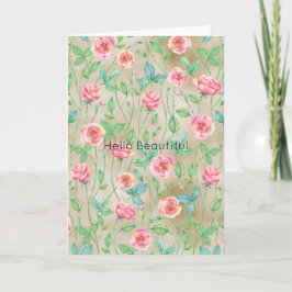 Gold Pink Floral Karte