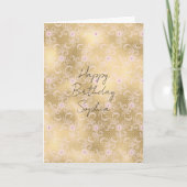 Gold Pink Floral Lace Karte (Vorderseite)