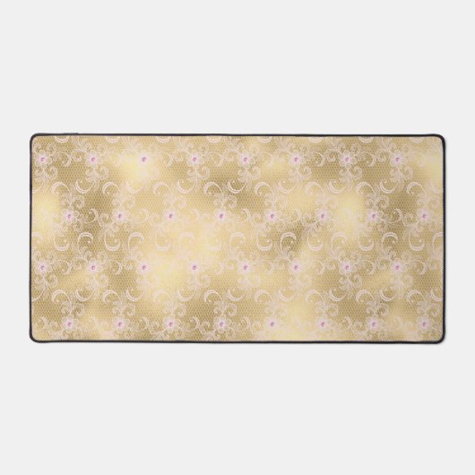 Gold Pink Floral Lace Schreibtischunterlage (Vorderseite)