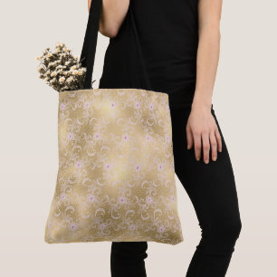 Gold Pink Floral Lace Tasche