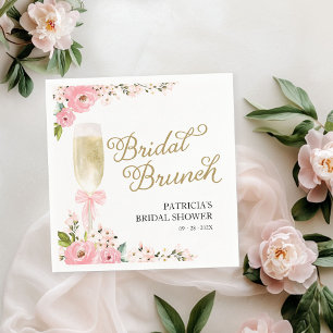 Gold Pink Florales Braut-Brunch Brautparty Serviette