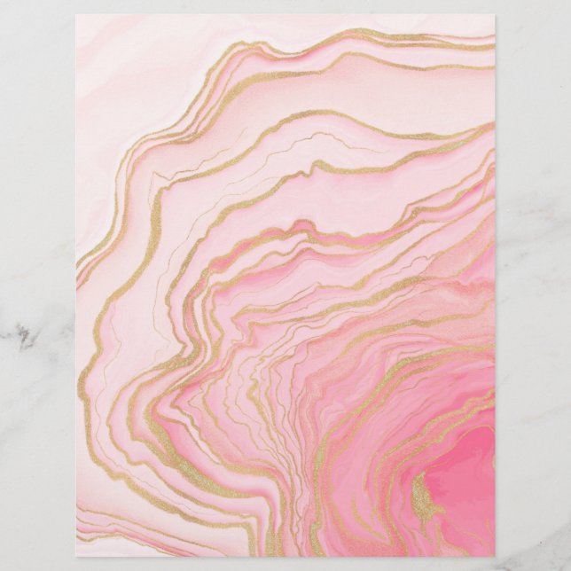 Gold Pink Fluid Liquid Painting Briefbogen (Vorderseite)
