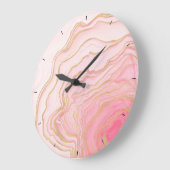 Gold Pink Fluid Liquid Painting Große Wanduhr (Winkel)