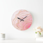 Gold Pink Fluid Liquid Painting Große Wanduhr (Zuhause)