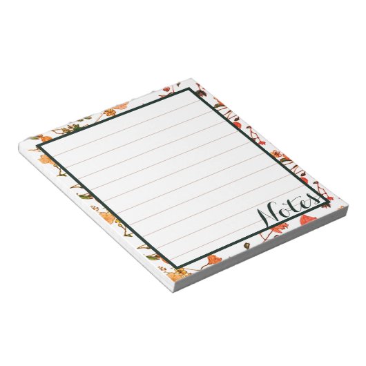 Gold Pink & Forest Green Calligraphy Elegant Lined Notizblock (angewinkelt)