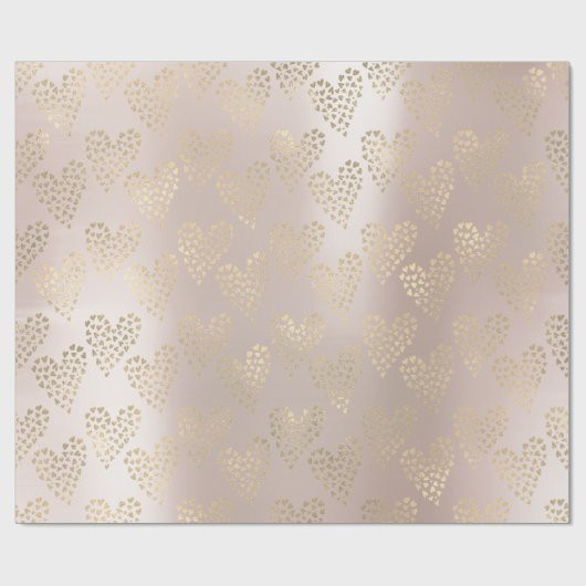 Gold Pink Foxier Delicate Sweet Heart Pearl Blush Geschenkpapier (Flach)