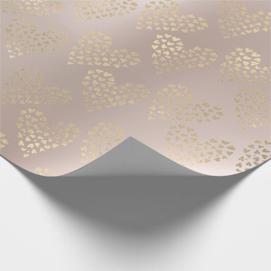 Gold Pink Foxier Delicate Sweet Heart Pearl Blush Geschenkpapier (Ecke)