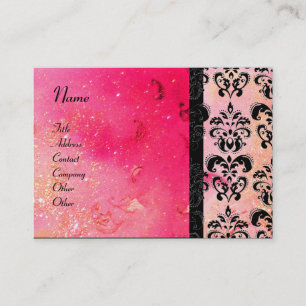 GOLD PINK FUNKELNDER DAMAST MONOGRAMM ,fuchsia Visitenkarte