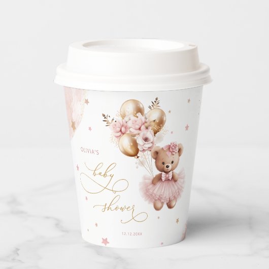 Gold Pink Girl Babydusche wir können frühzeitig ab Pappbecher (Vorderseite)