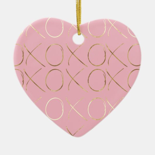 Gold Pink Girly Glam XOXO Keramik Ornament (Vorne)