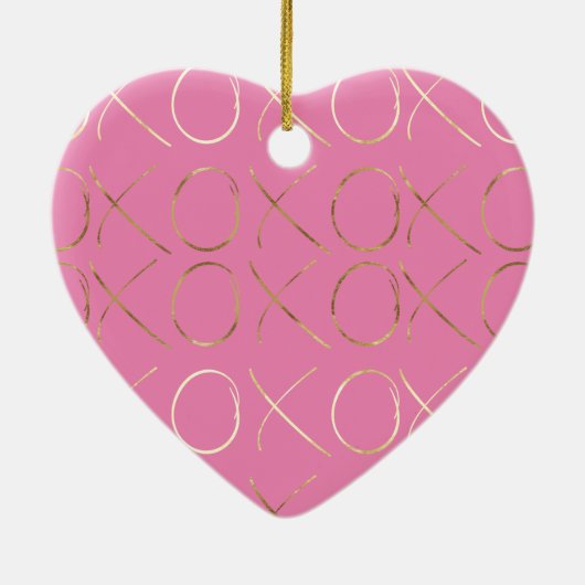 Gold Pink Girly Glam XOXO Keramik Ornament (Hinten)