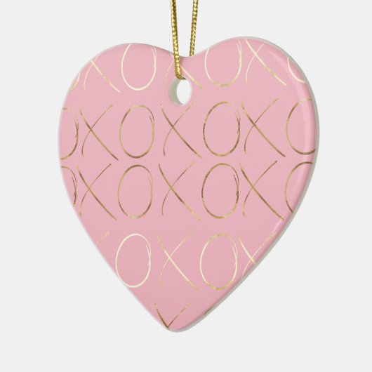 Gold Pink Girly Glam XOXO Keramik Ornament (Links)