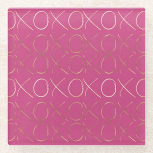 Gold Pink Girly Glam XOXO Liebe Glasuntersetzer