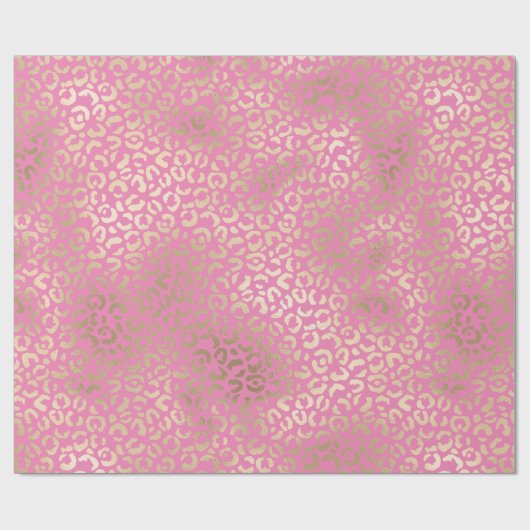 Gold Pink Glam Leopard Print Geschenkpapier (Flach)