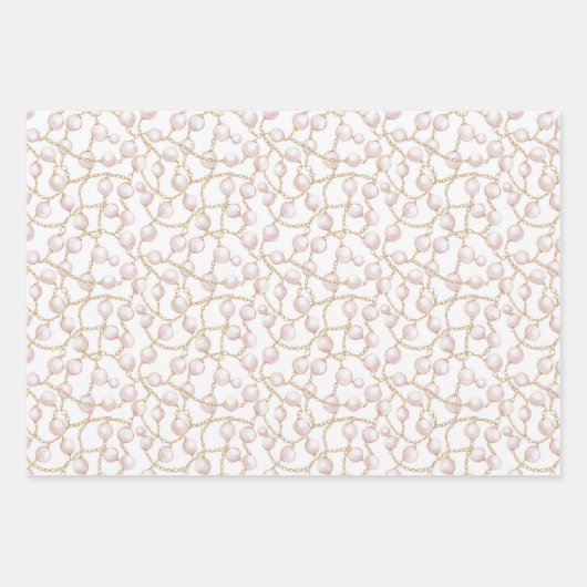 Gold Pink Glam Pearls Geschenkpapier Set (Vorderseite 3)