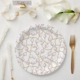 Gold Pink Glam Perlen Brautparty Pappteller