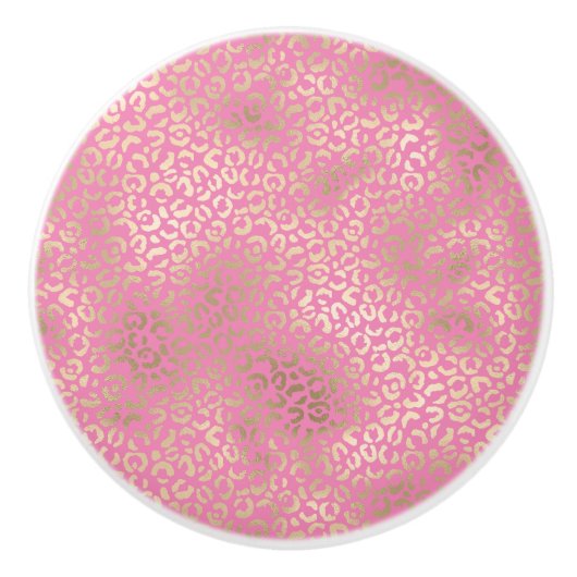 Gold Pink Glaopard-Blatt Keramikknauf (Vorderseite)