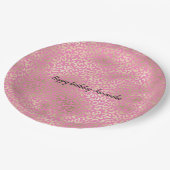 Gold Pink Glaopard-Blatt Pappteller (Schrägansicht)