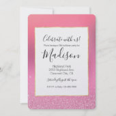 Gold Pink Glitz Einladung (Vorderseite)