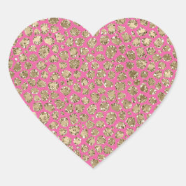 Gold Pink Glitz Leopard Print Herz-Aufkleber