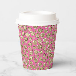 Gold Pink Glitz Leopard Print Pappbecher