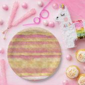 Gold Pink Glitz Streifen Pappteller (Party)