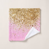 Gold Pink Glitzer #1 Badhandtuch Set (Waschlappen)