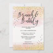 Gold Pink Glitzer Brunch and Bubbly Brautparty Einladung (Vorderseite)