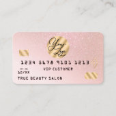 Gold Pink Glitzer Credit Card Logo Visitenkarte (Vorderseite)